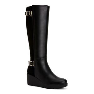 GIANI BERNINI Womens Black 0.5" Platform Sannaa Wedge Leather Boots Shoes 8.5 WC